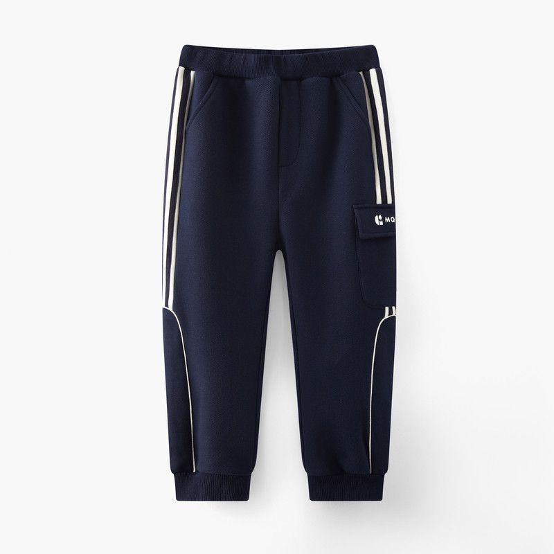 Mqd Children s Clothing Boys Winter Fleece-Lined Thickened Warm Sweatpants Children s Casual Pants Toddler Knit Pants Navy H Plus Velvet 170