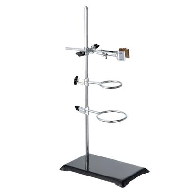 PATIKIL Support de laboratoire et ensemble de pinces 50 cm, 1 ensemble avec support, 1 pince pour ballon et 2 anneaux de retort, Noir, pour les laboratoires de chimie
