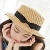 For Women Girls Flat Brim Bowknot Breathable Sun Hat Beach Hat Panama Straw Cap