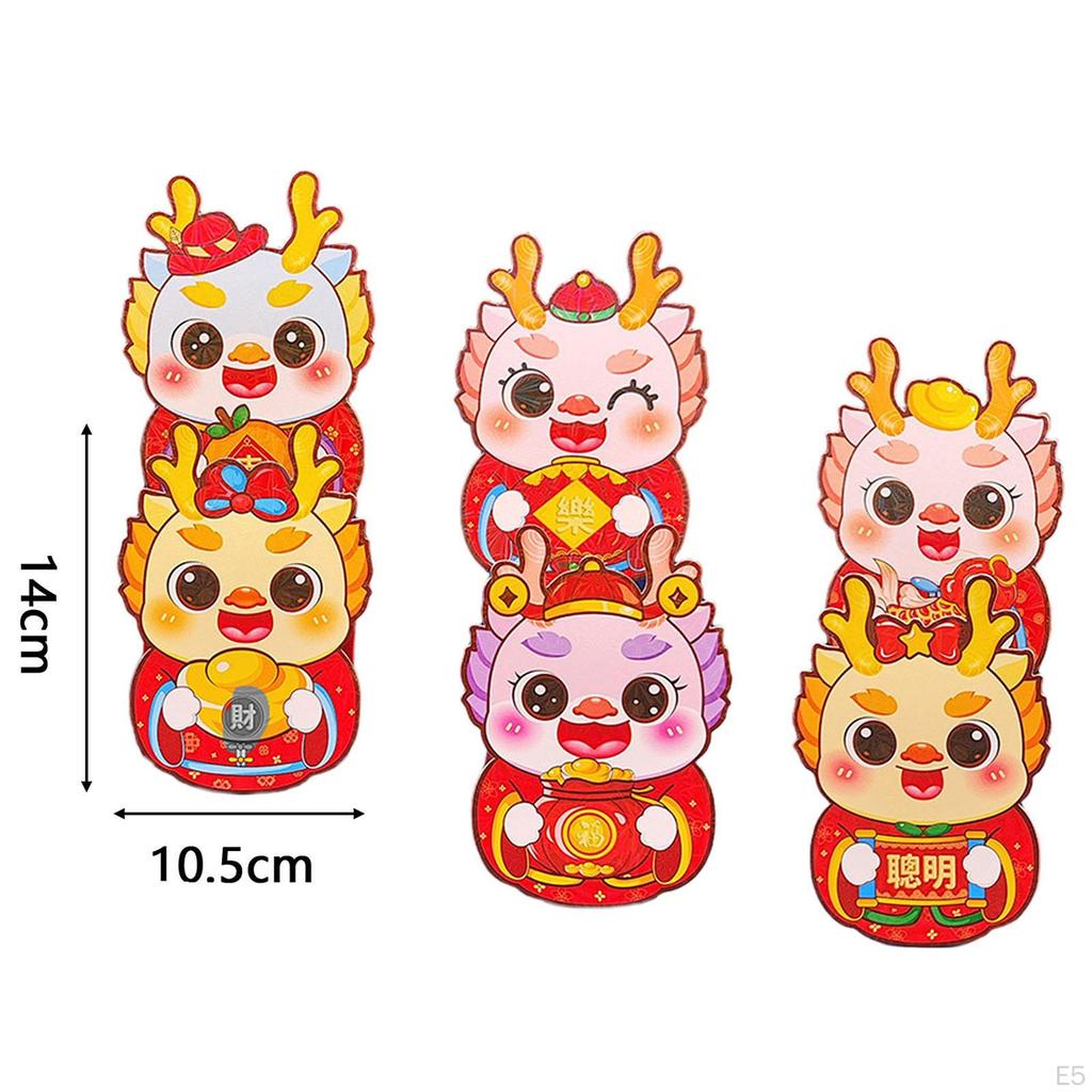 6 Red Envelopes for The Chinese Lunar Year, Hong Bao, Traditional Gift, Packets