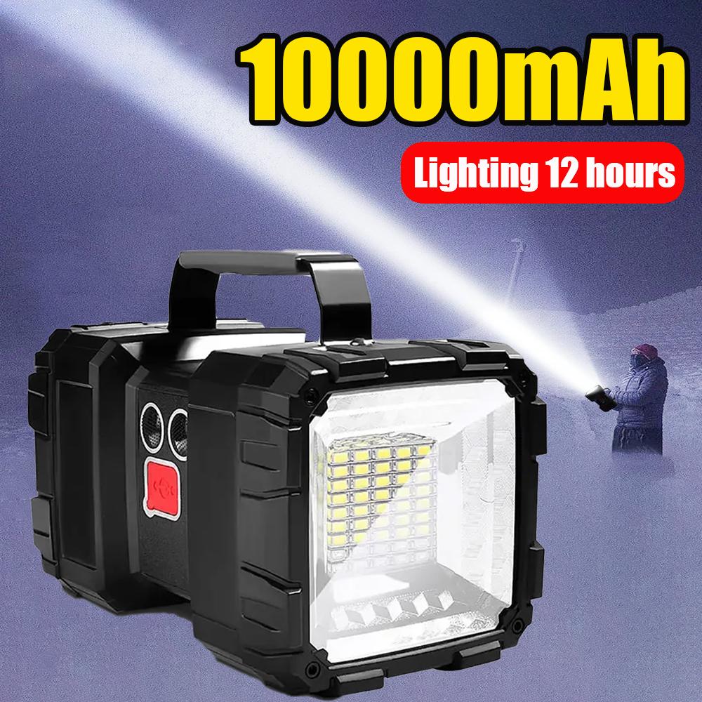 Double Head Handheld 10000mAh  Searchlight USB Rechargeable LED Super Bright Flashlight High Power Floodlight For Fishing Camping