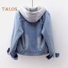 Women Jacket Thick Fleece Lined Solid Color with Pockets Lapel Single-breasted Long Sleeves Warm Loose Denim Jacket Daily Outdoor Coat