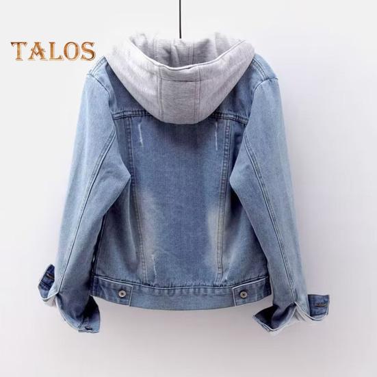 Women Jacket Thick Fleece Lined Solid Color with Pockets Lapel Single-breasted Long Sleeves Warm Loose Denim Jacket Daily Outdoor Coat