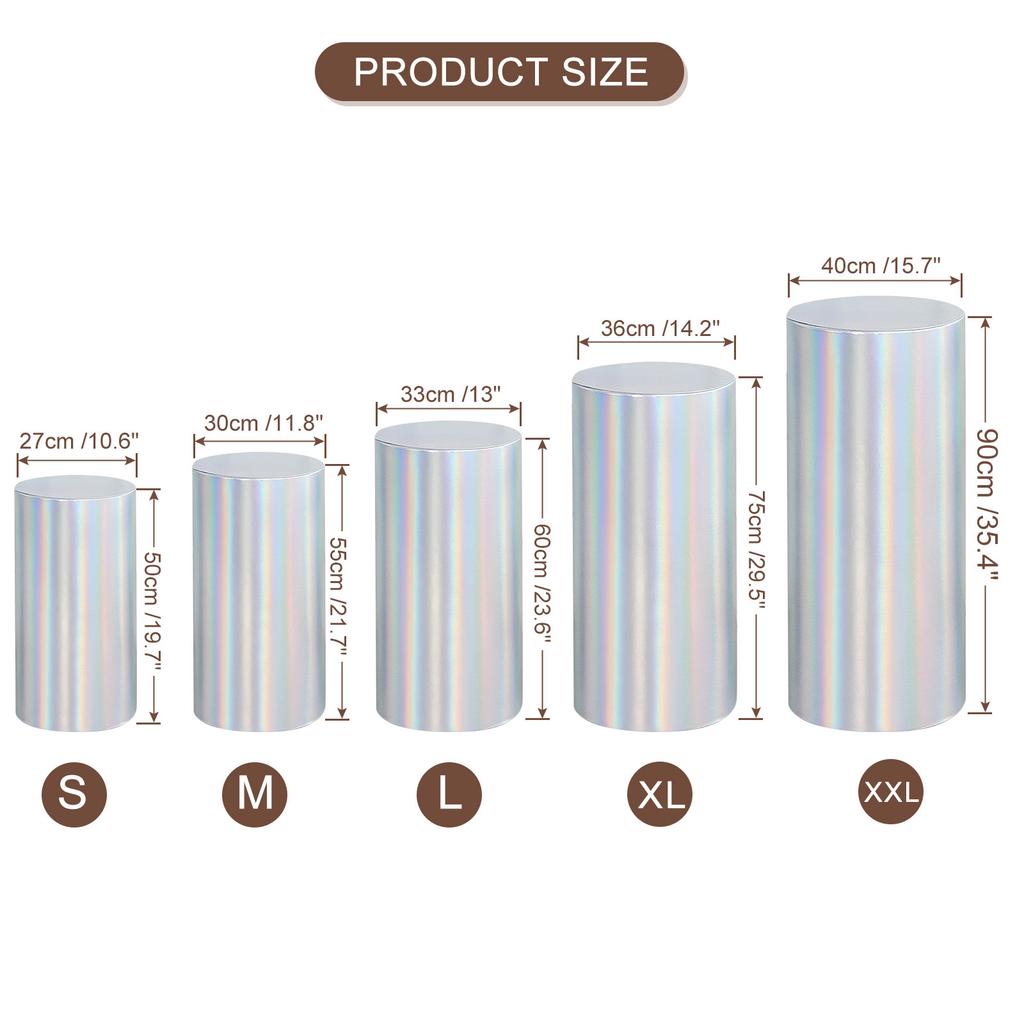3/5pcs Cylinder Spandex Stand Covers Plinth Stand Cover Foil Fabric Pedestal Column Cylinder Covers for Wedding Birthday