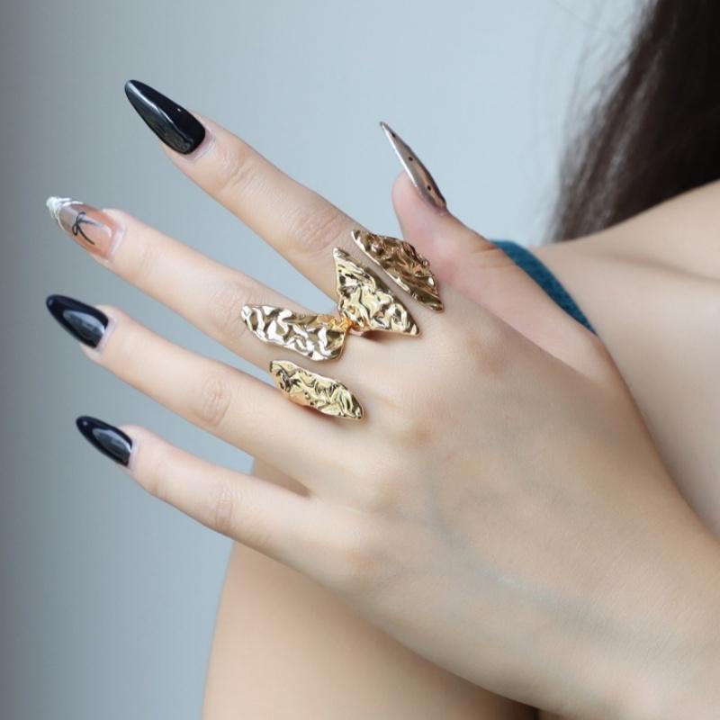 Irregular Gold Color Geometric Chunky Open Rings for Women Men Punk Aesthetic Adjustable Finger Ring Fashion Jewelry Party Gift