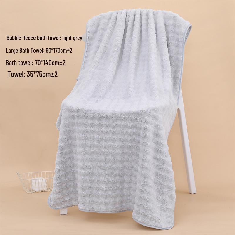 Coral Fleece Quick-Dry Large Bath Towel: Absorbent, Thickened Pineapple Grid Design for Beach, Swimming, or Beauty Salon.