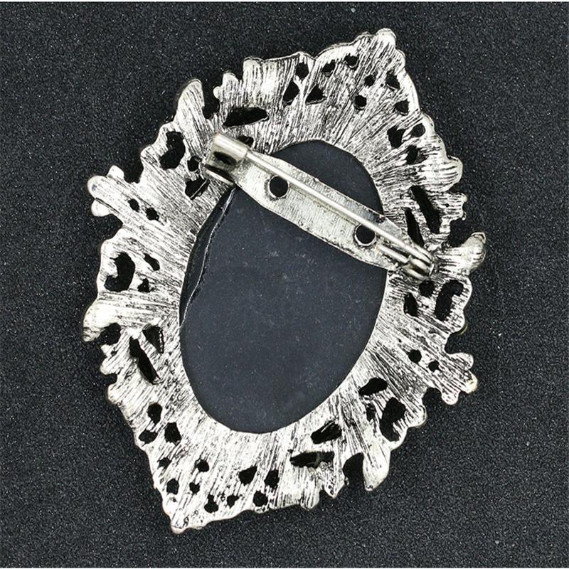 Crystal Rhinestones Cameo Vintage Brooches for Women Queen's Cameo Beauty Head Brooch Pin Clothing Accessories Girls Gifts