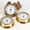 J81 Clock Weather Station with 4-Dial Barometer, Copper Case, 45mm, Includes Temperature & Humidity Meter for Ships