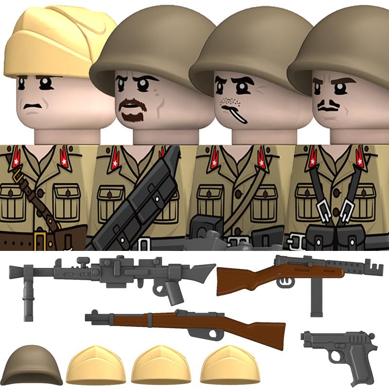 Wwii Italian Military-Style Army Military Figure-Modelure High-Standard Construction-Set Construction-Blocks Infantry First-Class Figure-Modelures