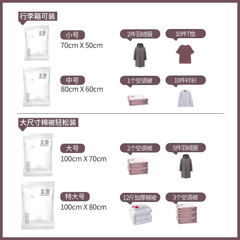 

Shenglang Vacuum Storage Bags for Home Use, Air-Extracting Bags for Quilts and Cotton, Moisture-Proof Large Capacity Bags for Moving 11-Piece Set [10 Medium Sizes] + 1 Electric Pump