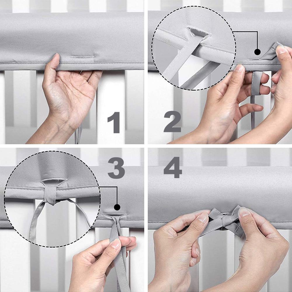 3 Pcs/Set  Anti-collision Crib Fence Wrap Edge Baby Crib Anti-bite Rail Cover Newborn Bed Baby Teeth Protection Guardrail Cotton
