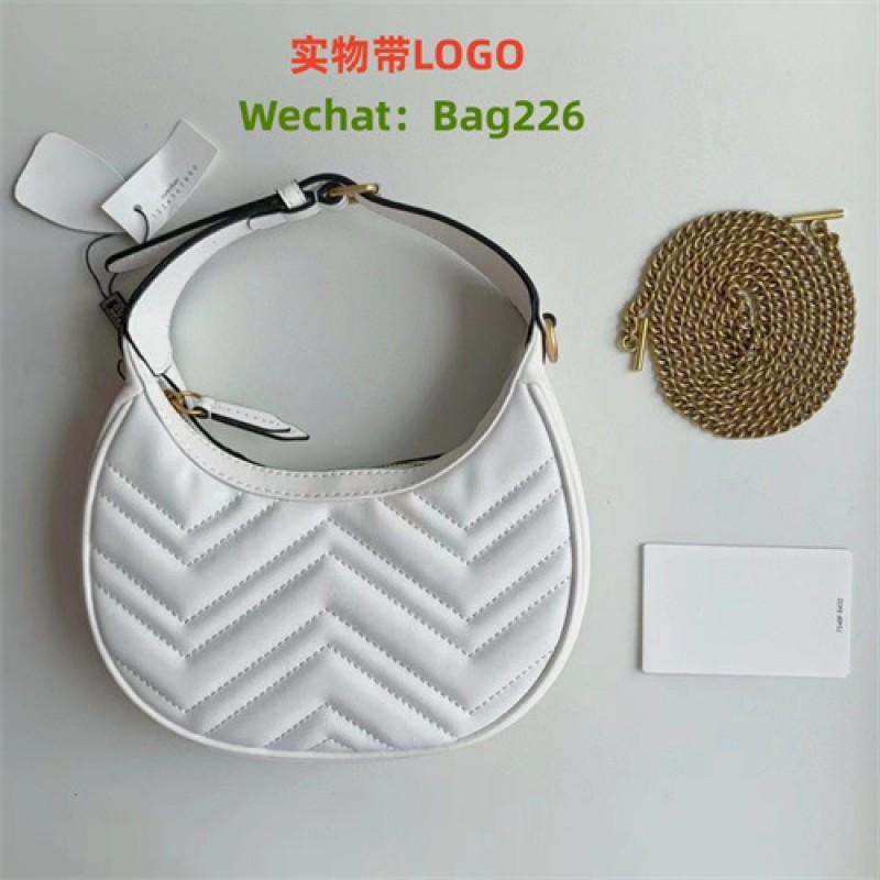 Marmont Chain Women's Bag Wavy Pattern Half-moon Underarm One-shoulder Portable Moon