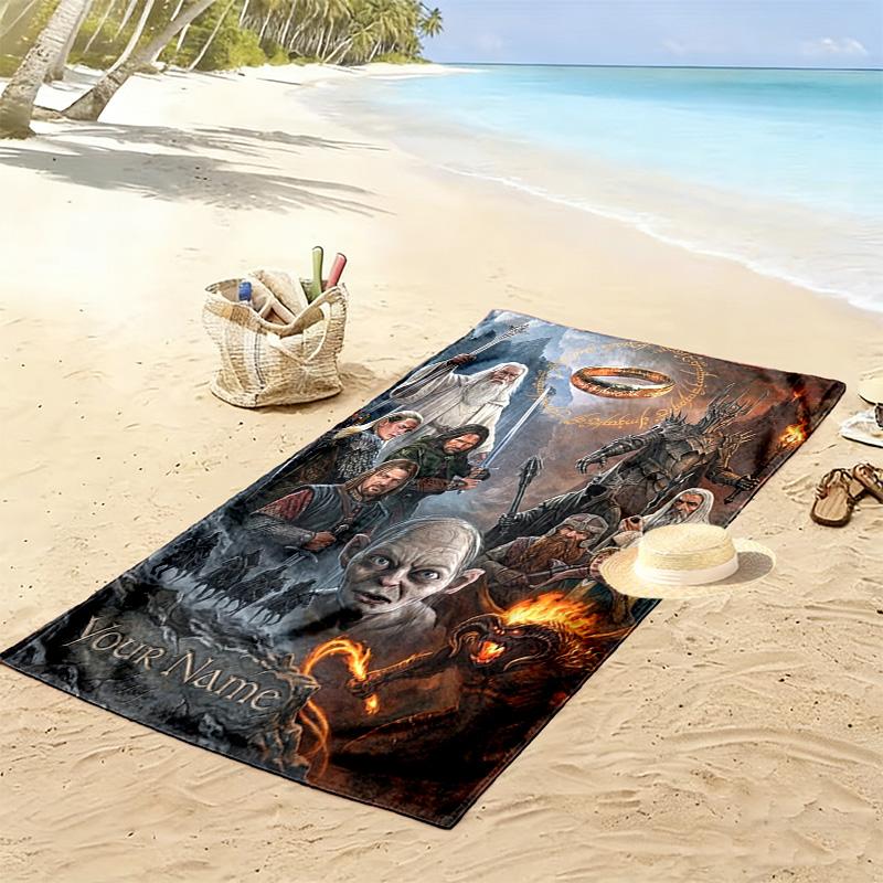 Name Custom Adventure Movie Lord Rings Print Beach Towel, Large Soft Quick Dry Towel for Beach Camping Swimming
