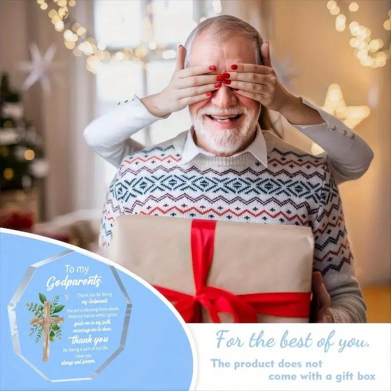 Contemporary Acrylic Plaque Godparents Appreciation Tabletop Decor Thank You Sign with Cross Multipurpose Keepsake Gift