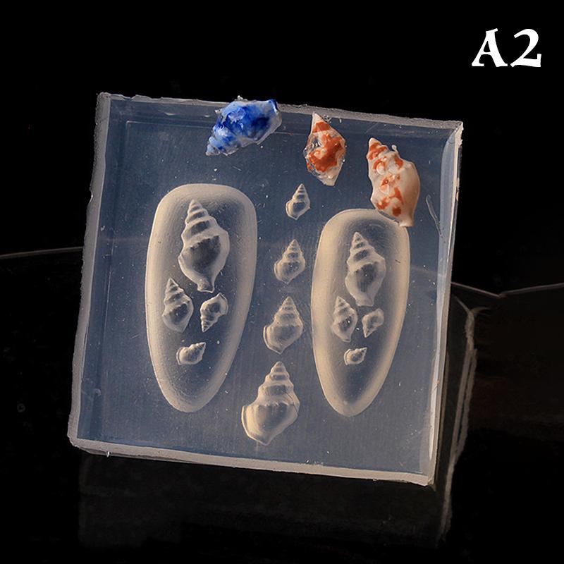 Silikonová forma na modelování nehtů Oceánský styl Mušle Hlemýžď Hvězdice 3D razítkovací destička Šablony na nehty DIY UV gel Manikúrní nástroje Nail Art