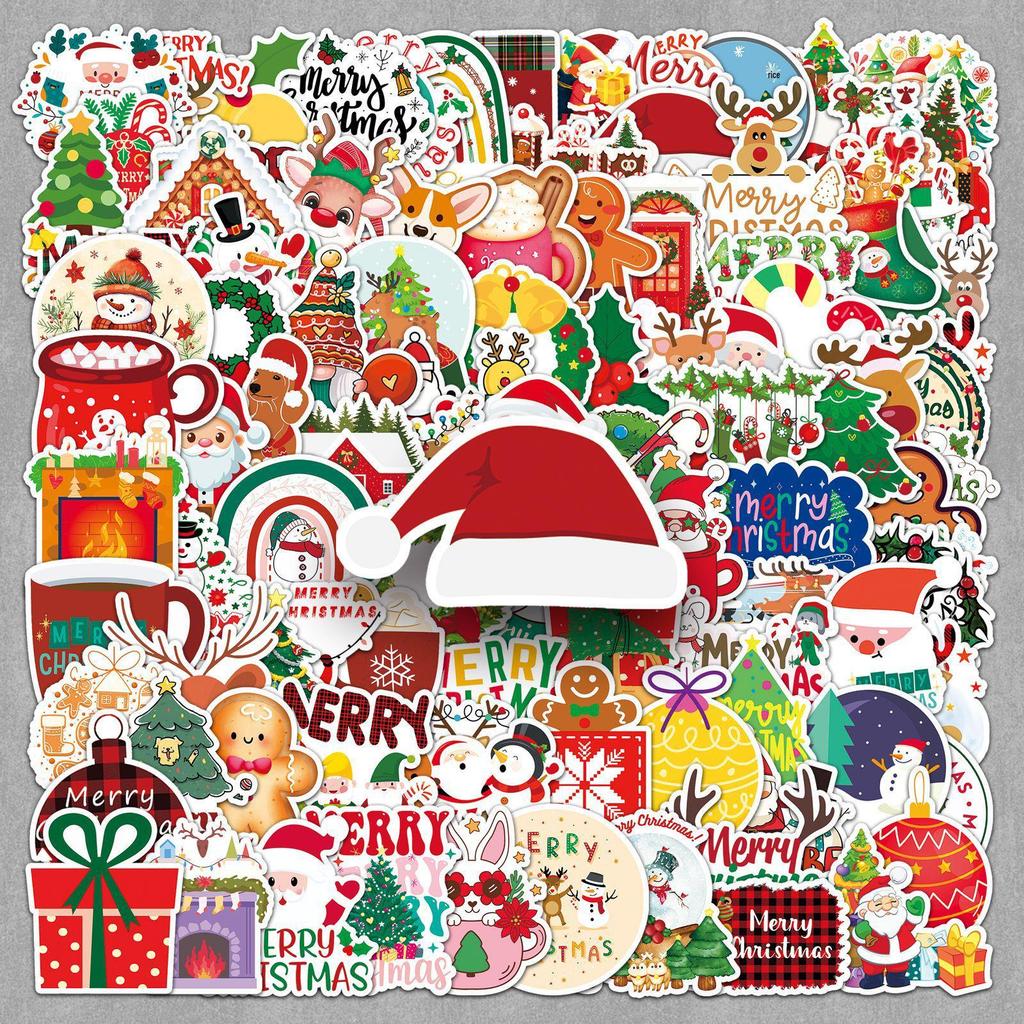 100 Christmas Cartoon Stickers for Journals & Decorations
