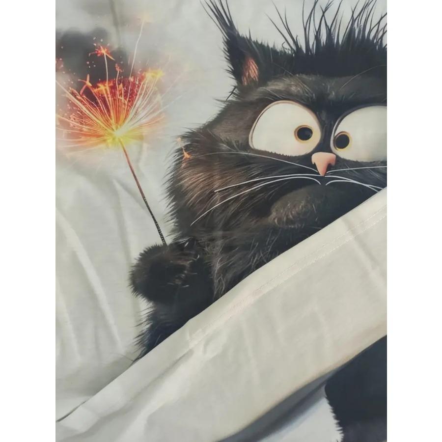 Tričko s krátkým rukávem a kulatým výstřihem a vzorem krokodýla v komiksovém stylu s motivem barvy a stop po něm, ležérní a elegantní topy pro muže v letním pouličním oblečení