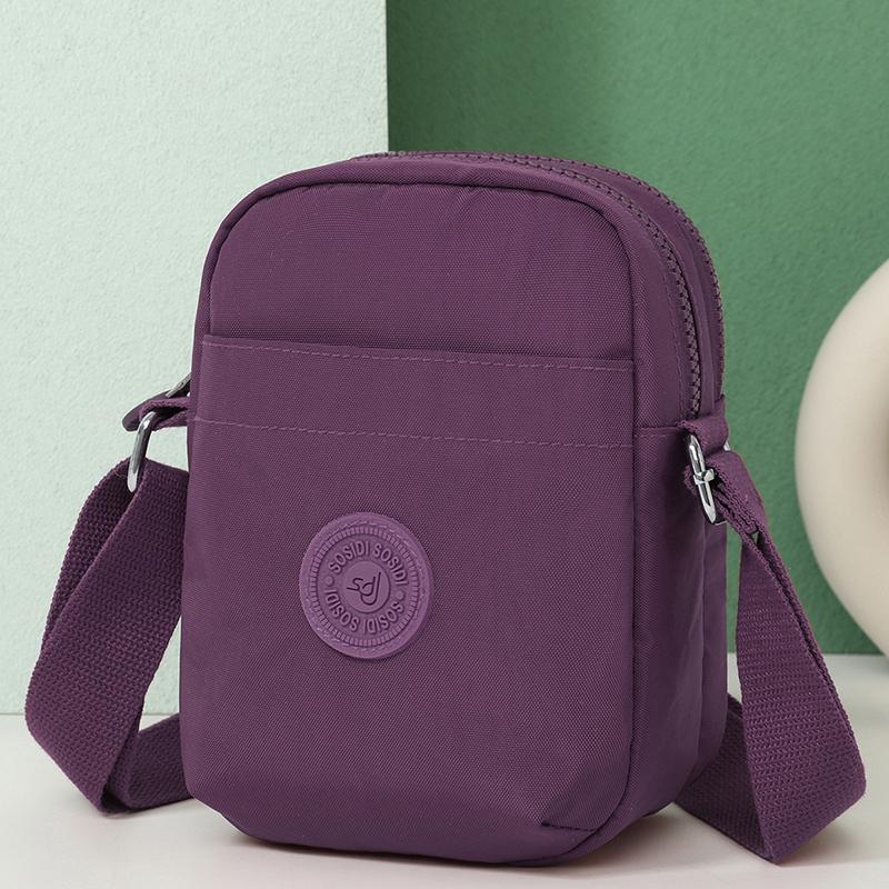 Compact Nylon Crossbody Bag with Double Zipper Closure Adjustable Strap Small Casual Purse for Daily Travel