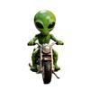 Alien Gnome Resin Statue, Sitting on Motorcycle Decorative Gnome Ornament, Waterproof Hand-Painted Garden Sculpture, for Indoor Outdoor Use