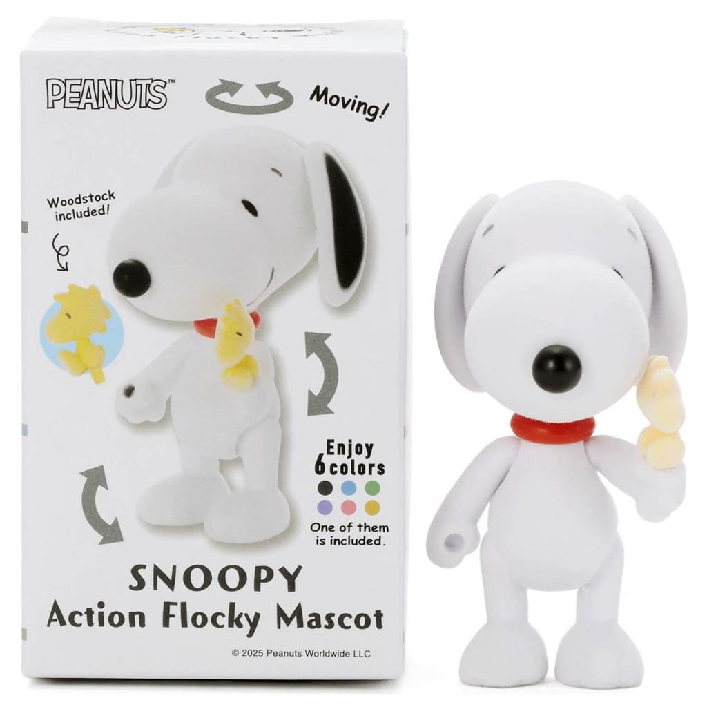 Takara Tomy Arts Peanuts Action Flocked Random Assortment Box of Plush Toys Approximately 8cm Tall Mascot, 6,