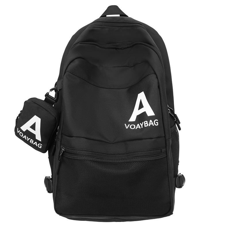 

Backpack Large Capacity Men s Backpack Junior High School Student Schoolbag чёрный