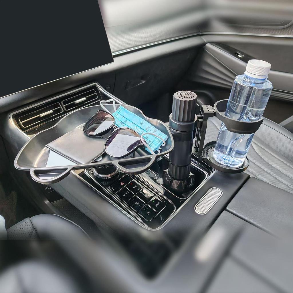 Cup Holder Tray 360-Degree Rotating Drink Organizer Cup Holder Food Eating Tray for Seat Truck Kids Travel Desk Backseat Road