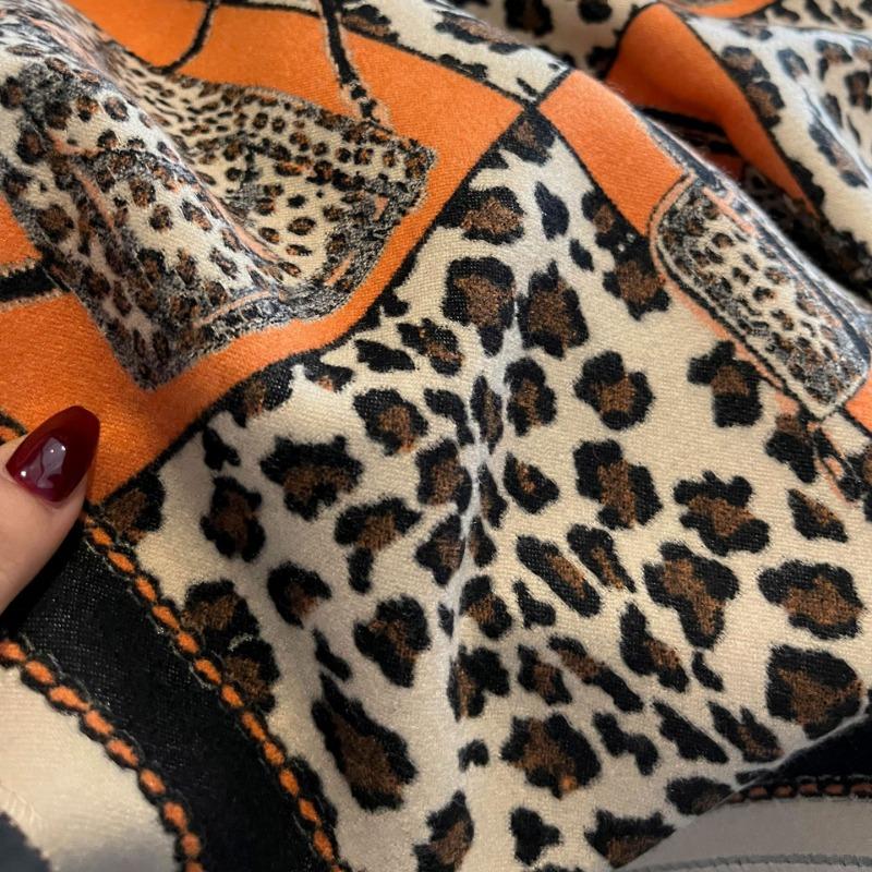 Versatile Thickened Imitation Cashmere Leopard Print Bag Scarf Autumn and Winter Long Warm Travel Outer Shawl Scarf