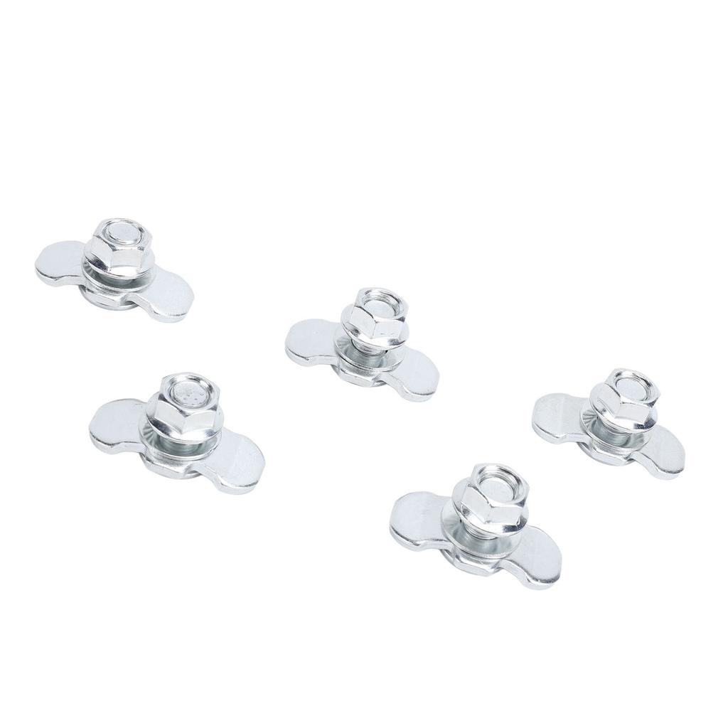 5pcs L Track Double Lug Threaded Stud Nut Fitting M10x20mm for Truck Bed Trailer Cargo Control Pickup RV ATV Silver