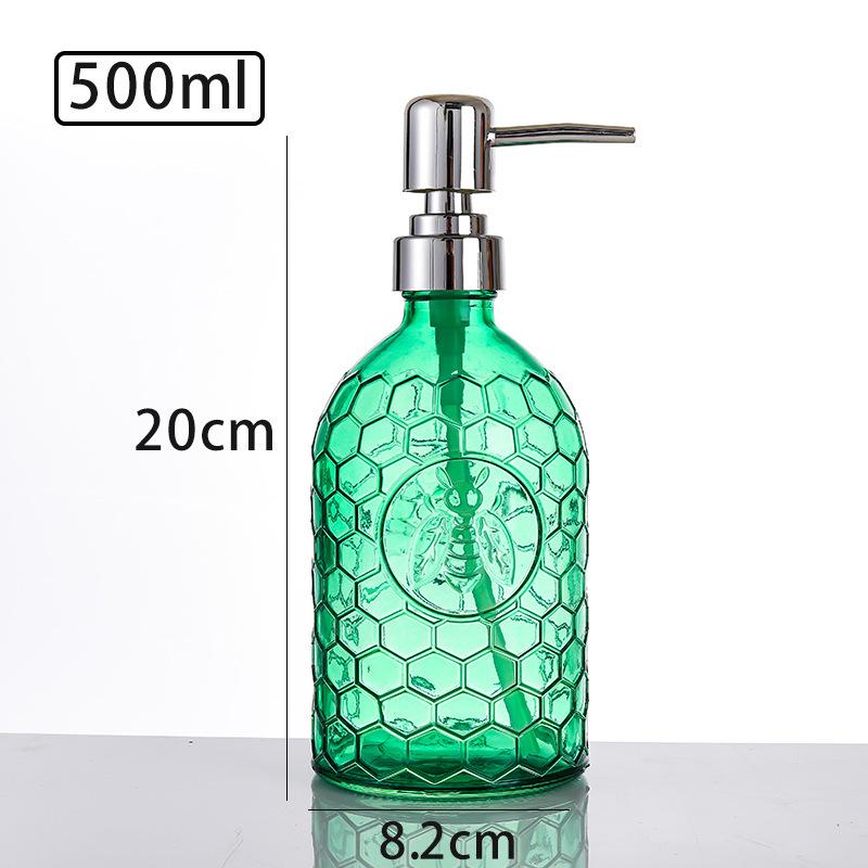 500ml Skleněný dávkovač s pumpičkou na dezinfekci rukou, šampon nebo sprchový gel