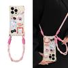 Apple 17/16Promax Lanyard Mobile Phone Case Is Suitable for iPhone13 Cute Cat 14/15 Oblique Span Anti-drop Case.
