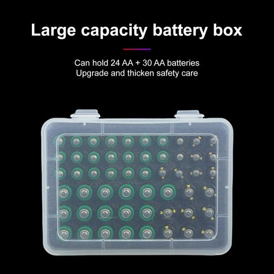 Pudełko do przechowywania baterii 54 przegródki Organizer na baterie z półprzezroczystą pokrywką Uchwyt na baterie z wyściółką gąbkową na baterie AA i AAA Domowe biuro szuflada