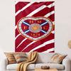 Heart-Shaped Crest with H.M.F.C. Logo Patterned Tapestry Decorative Wall Hanging, Home Bedroom Living Room Decor