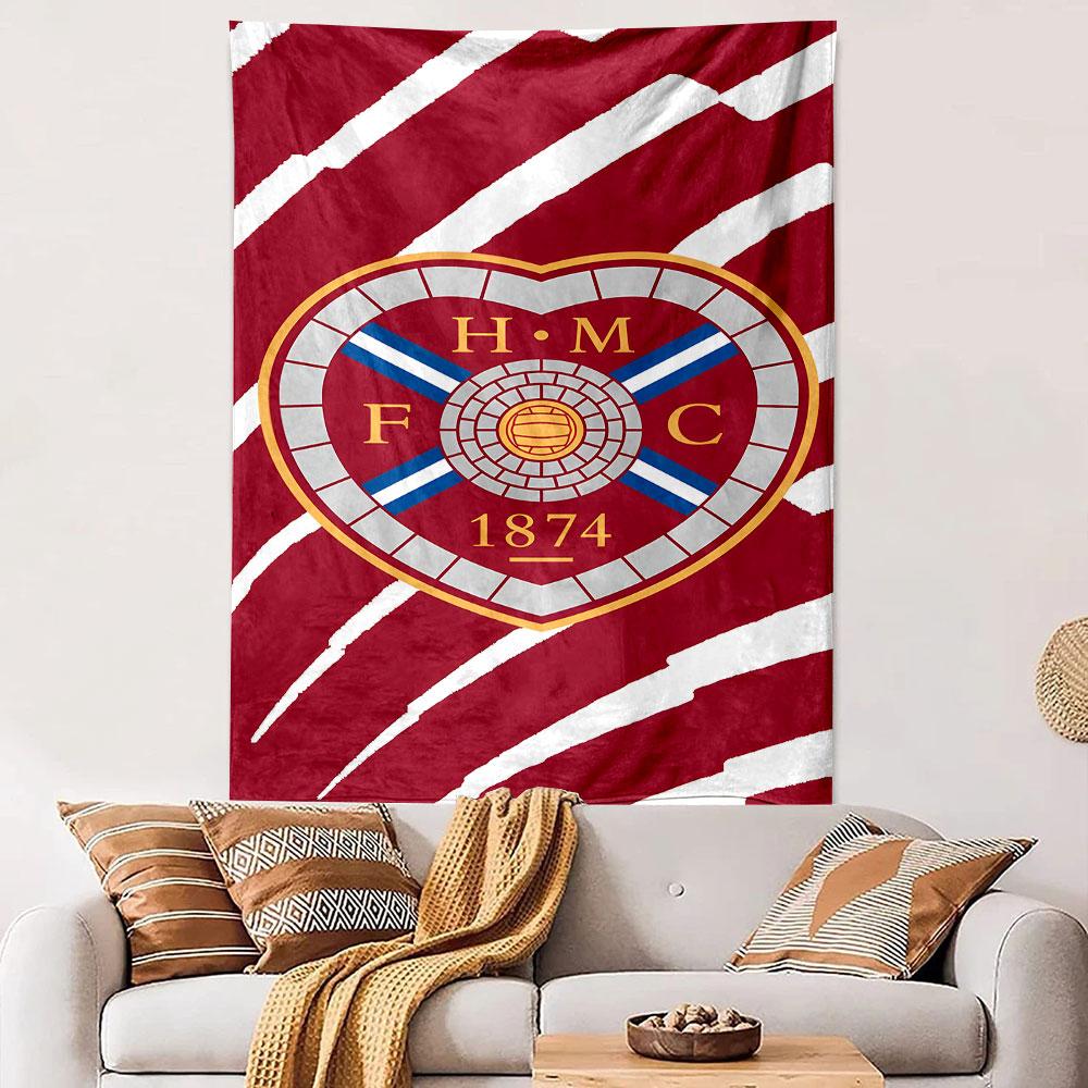 Heart-Shaped Crest with H.M.F.C. Logo Patterned Tapestry Decorative Wall Hanging, Home Bedroom Living Room Decor
