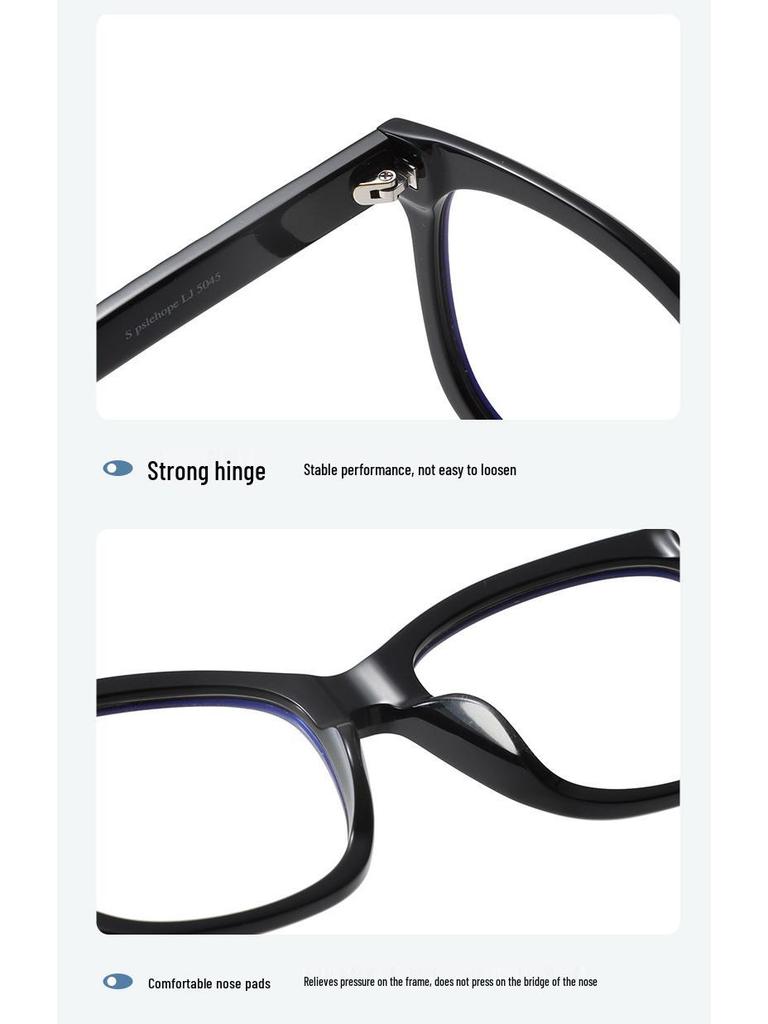 Huang Yimei's Round Acetate Glasses: Anti-Blue Light, Myopia-Friendly, Unisex Style for a Slimmer Face.