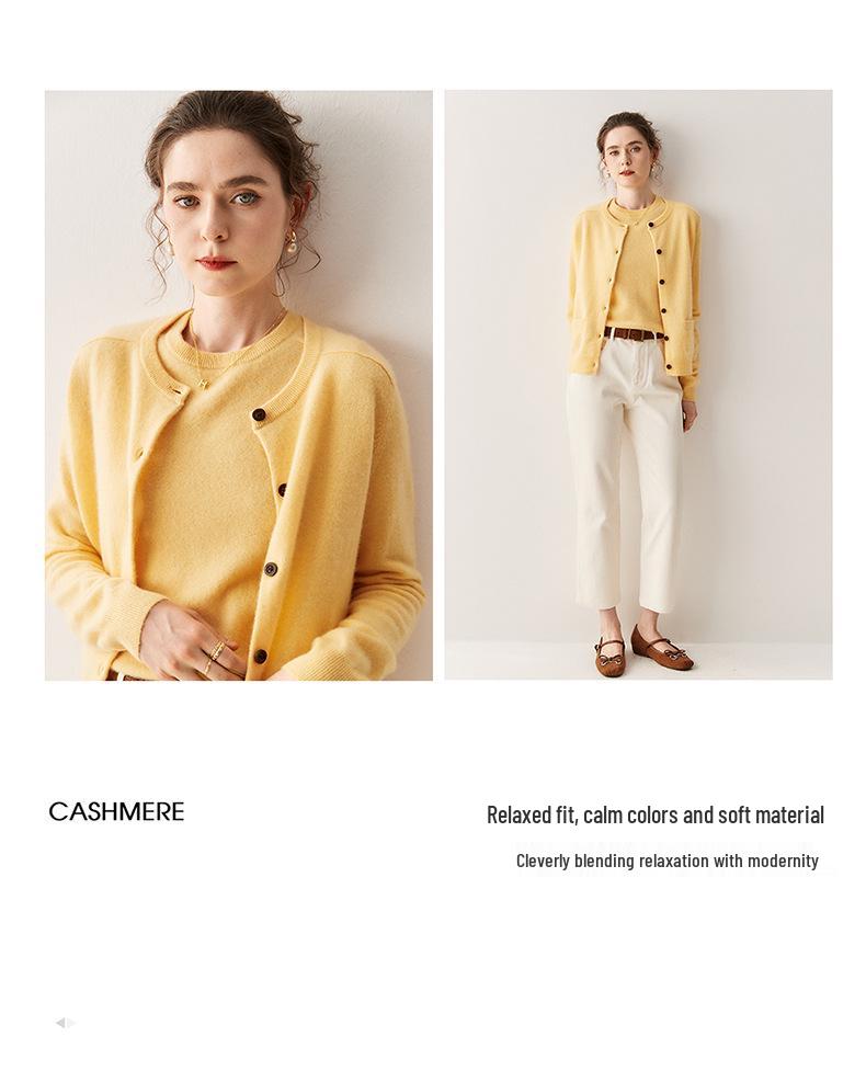 2025 Autumn/Winter Women's Versatile Round Neck Knit Sweater: Casual Solid Color Warm Cardigan.