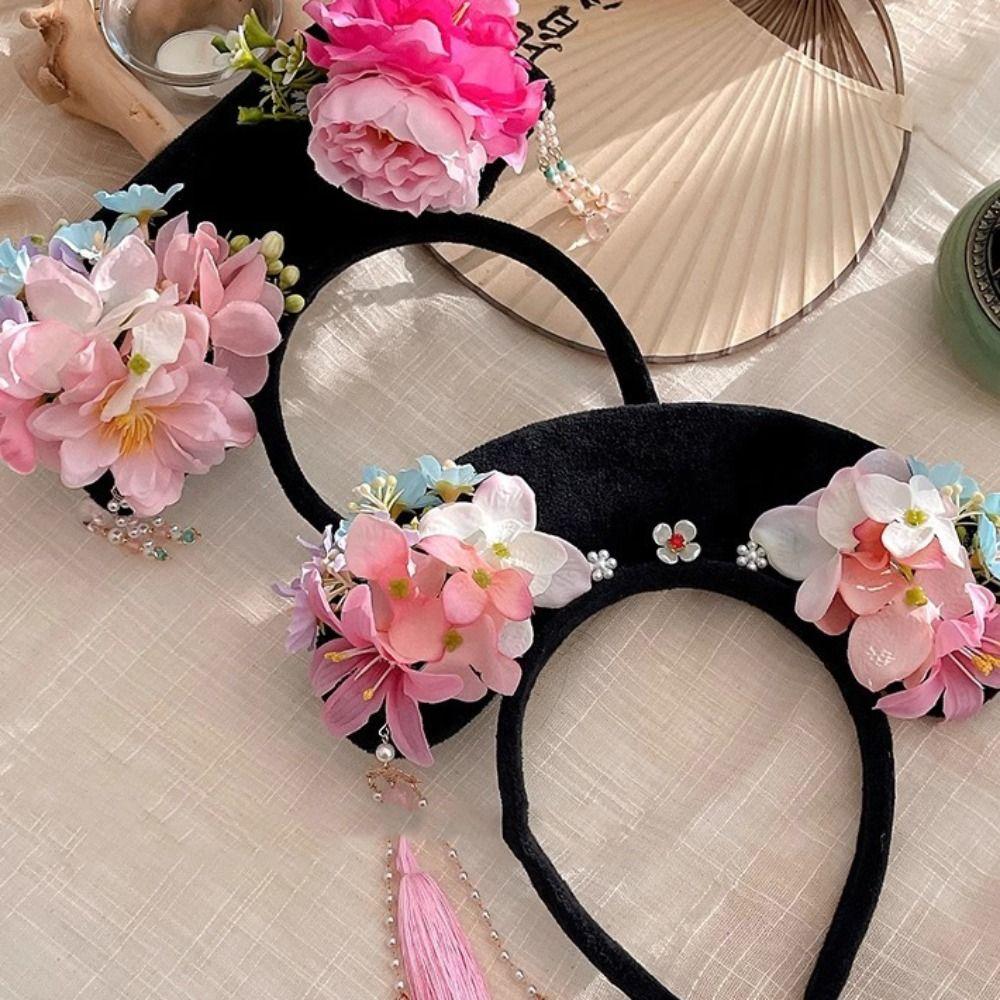 Flower Ancient Style Headband Tassel Hanfu Hair Clip Classical Chinese Style Headwear  Women