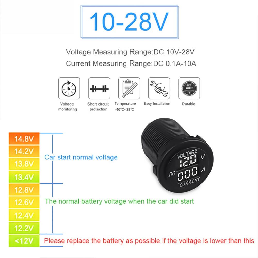 Universal DC 9V To 48V 10A Digital Voltmeter Ammeter Voltage Current Meter LED Display Measurement for 12V 24V 36V Electric Je10
