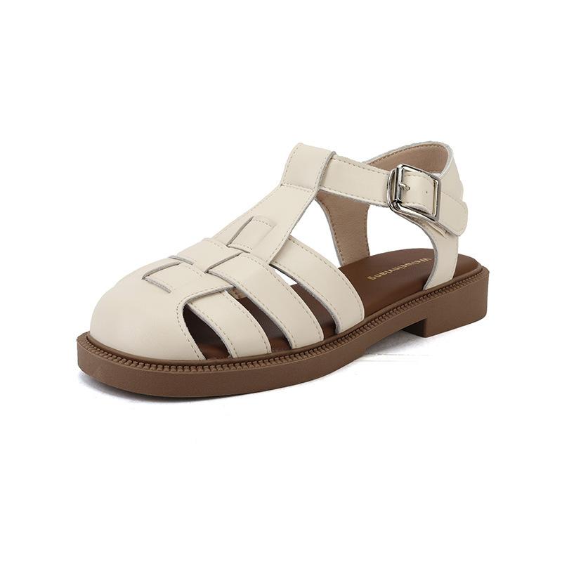 

Ретро сандалии-гладиаторы с круглым носком, плетеные, универсальные, на толстой подошве и толстом каблуке, женские летние минималистичные, дышащие, с закрытым носком, туфли-клетка для свиньи 43