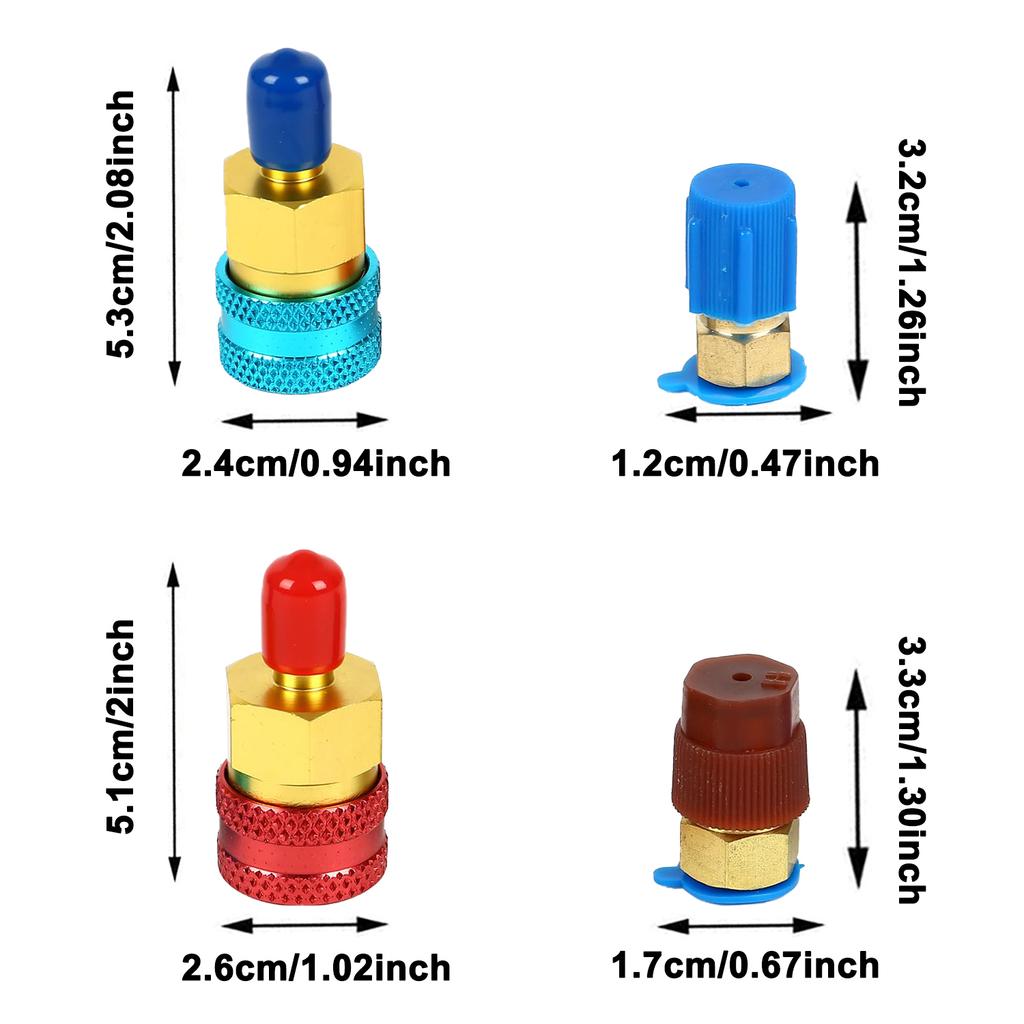 1Pair R1234YF To R134A High Low Side Auto Car Quick Coupler Connector Brass Adapters Refrigerant Fluorinated Liquid Connector