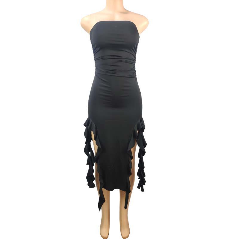 Women s spring and summer fashion sexy personality chest wrapping irregular dress S