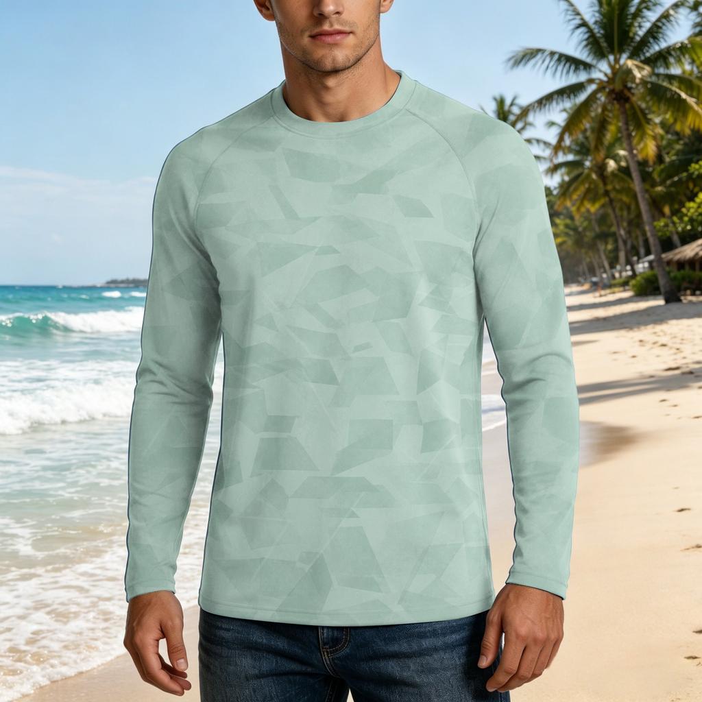 Men's UPF50+ Sun Protection Long Sleeve Shirt Stretch Outdoor Sports Performance Top Lightweight Breathable Fabric