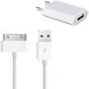 USB Cable + Wall Charger - Phonillico® - Compatible iPhone 4/4S/3G/3GS - 1M - White - 1A