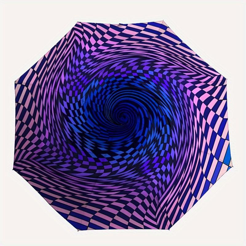 

1pc Optical Illusion Automatic Open/Close Umbrella, Umbrella with cartoon Design, Portable Compact Umbrella for Men & Women, Good Holiday Gi