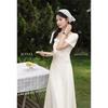 Deer to the South 'Faint Light' Apricot French Square Neck Short-Sleeve Summer Dress for Women