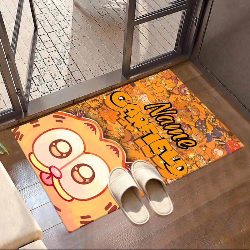 Custom Name Personalized Garfield Print Carpet, Versatile Home Decor Rug, for Playroom, Apartment, Balcony, Entryway, Hallway Gift