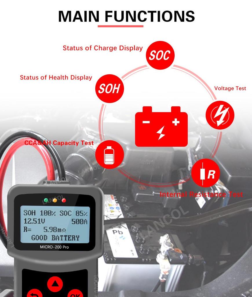 12V Micro-200 PRO Car & Motorcycle Battery Testing Instrument