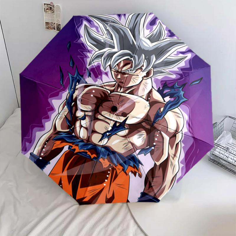 Vzor Goku Dragon Ball, automatický skládací deštník, přenosný a skládací design, 8 žeber, vánoční nebo narozeninový dárek.