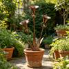 Garden Stake with Bells Soft Wind Chime Common Callalily Design Flamed Copper Finish Weather-Resistant Metal Garden Stake Outdoor Decor