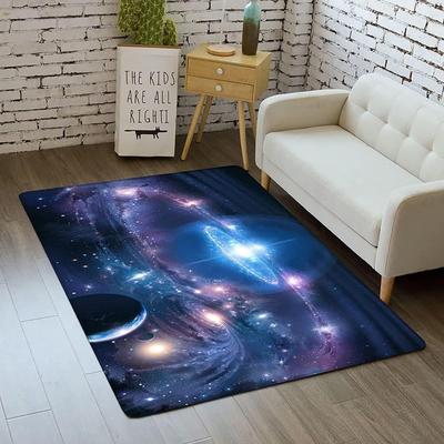 Galaxy Space Print Wohnzimmerteppich Tägliches Zuhause Rutschfest Waschbare Bodenmatte Modernes Schlafzimmer Küche Flur Sternenhimmel Dekor Teppich