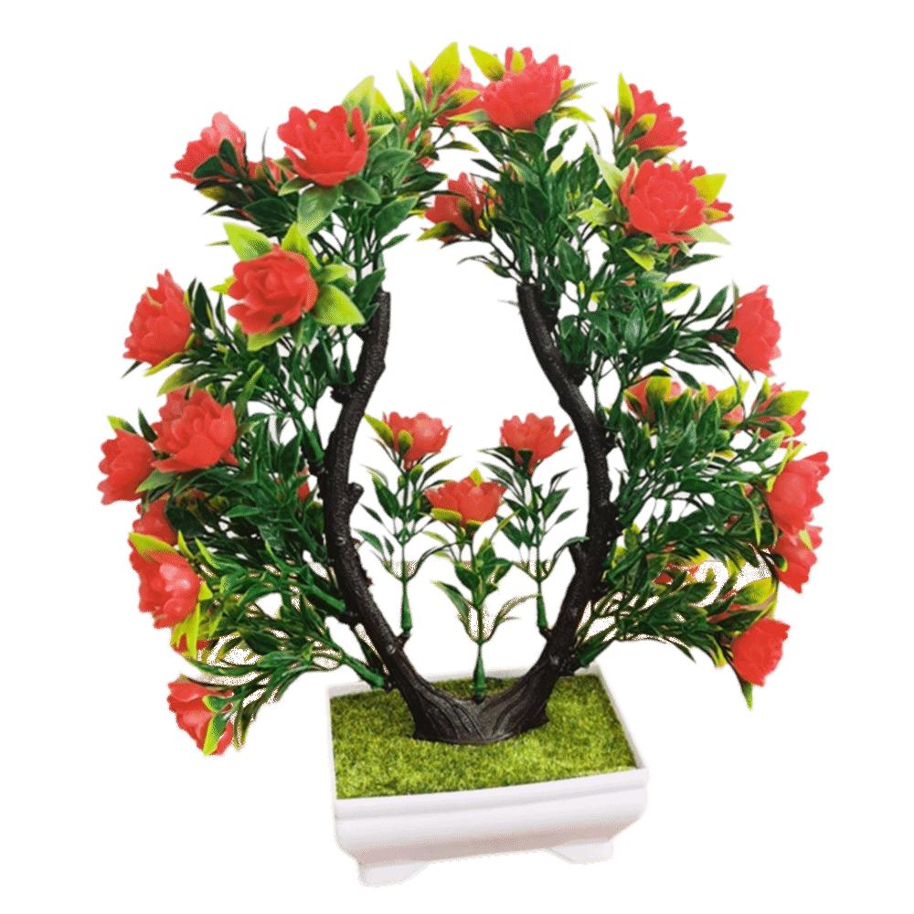 Multicolor Artificial Plants Bonsai Table Decoration with Flowerpot Fake Flowerpotted Photography Props Plastic